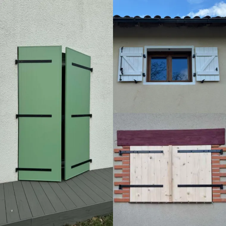Fabrication ou fourniture et pose de volets bois, PVC et aluminium