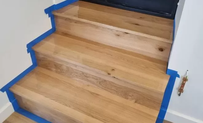 Habillage escalier béton en chêne, L'Isle-en-Dodon, Menuiserie Agencement Delon